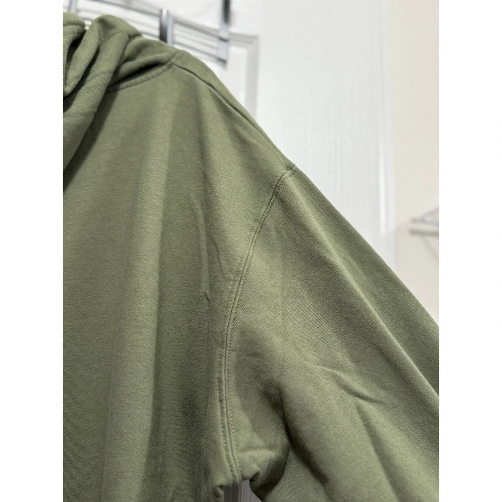 Cabela's Mens 2XL Olive Green Pullover Hoodie Pink Script Logo Fleece Sweatshirt